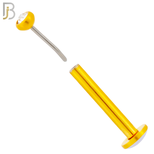 LB16G16 - 16g Thicknesss 316L Surgical Steel Assorted Plated Press Fit Bezel Setting Push In  Zircon (PACK OF 6) image 1