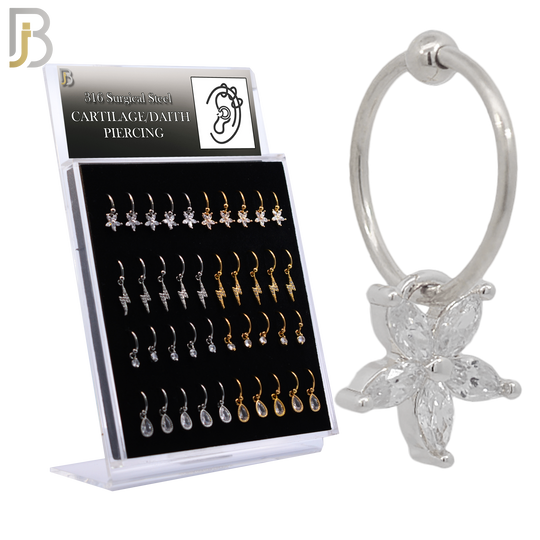 PK-HX06M - 316L Surgical Steel Different Dangling  Designs Helix Hoop Piercing with CZ image 0