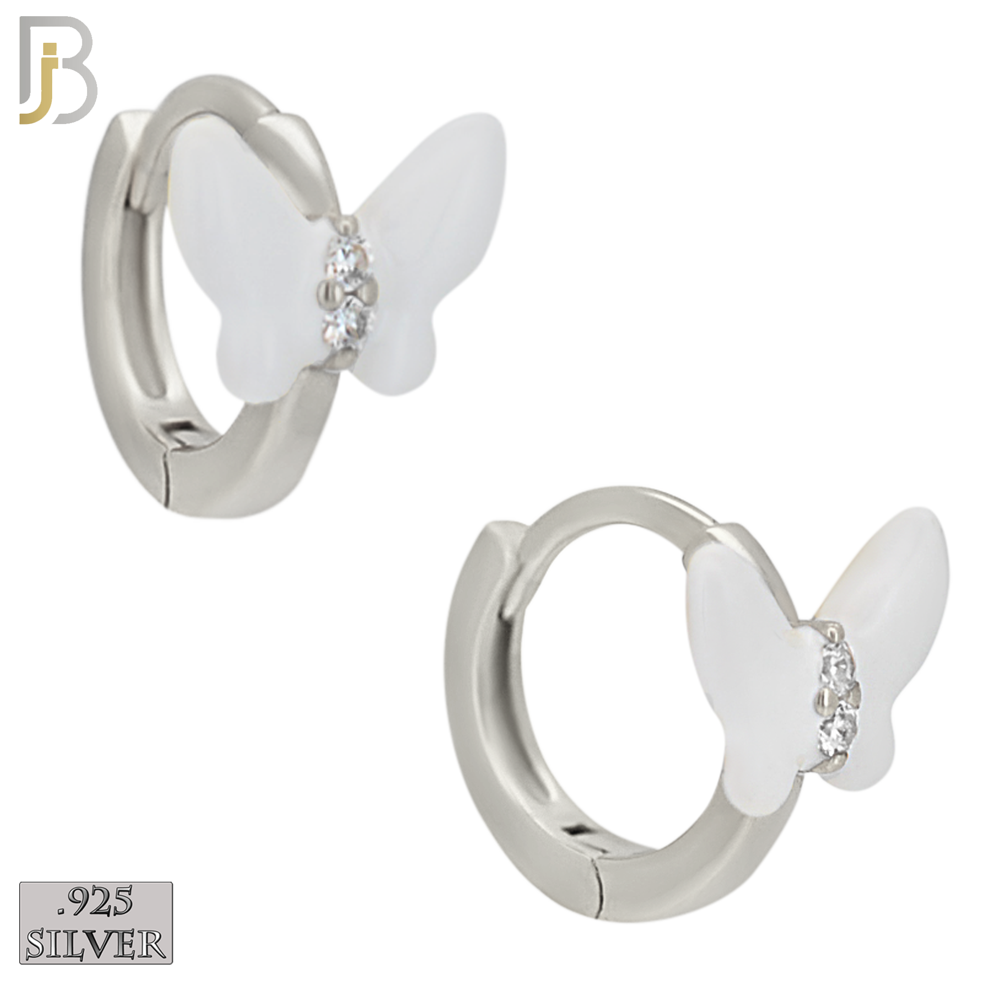 925-ES473 - 925 Sterling Silver Enamel Coated Butterfly Huggies Hoop Earring image 2