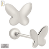 925-ES315 - Screw Ball Back - .925 Sterling Silver Plain Butterfly Stud Earrings image 1