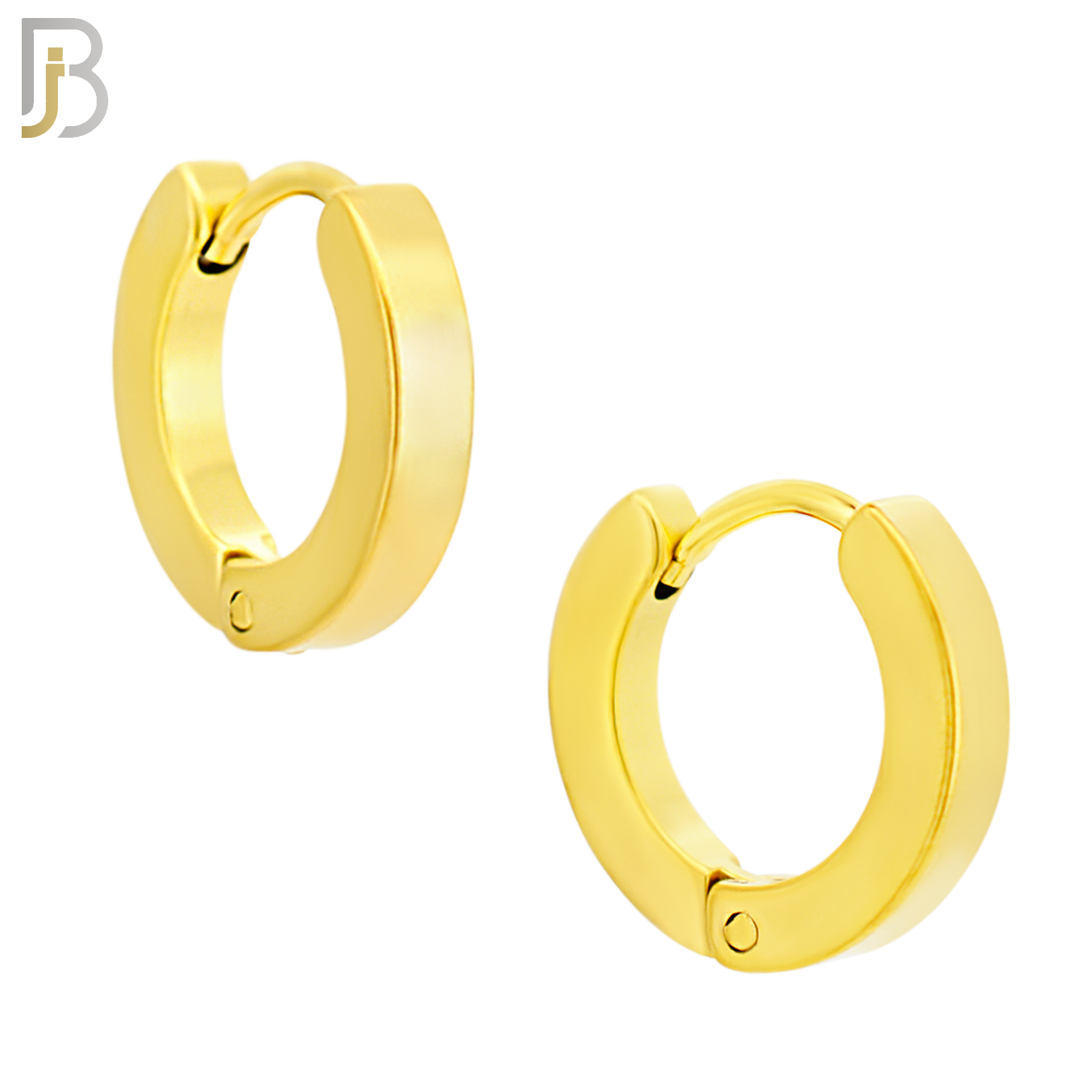 ES85G - 316L Stainless Steel Gold Plated Plain Design Huggies Clip On image 2