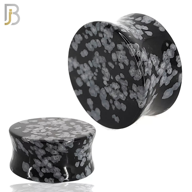 PSTSO - Natural Stone Snowflakes Obsidian Double Flare Plugs image 0