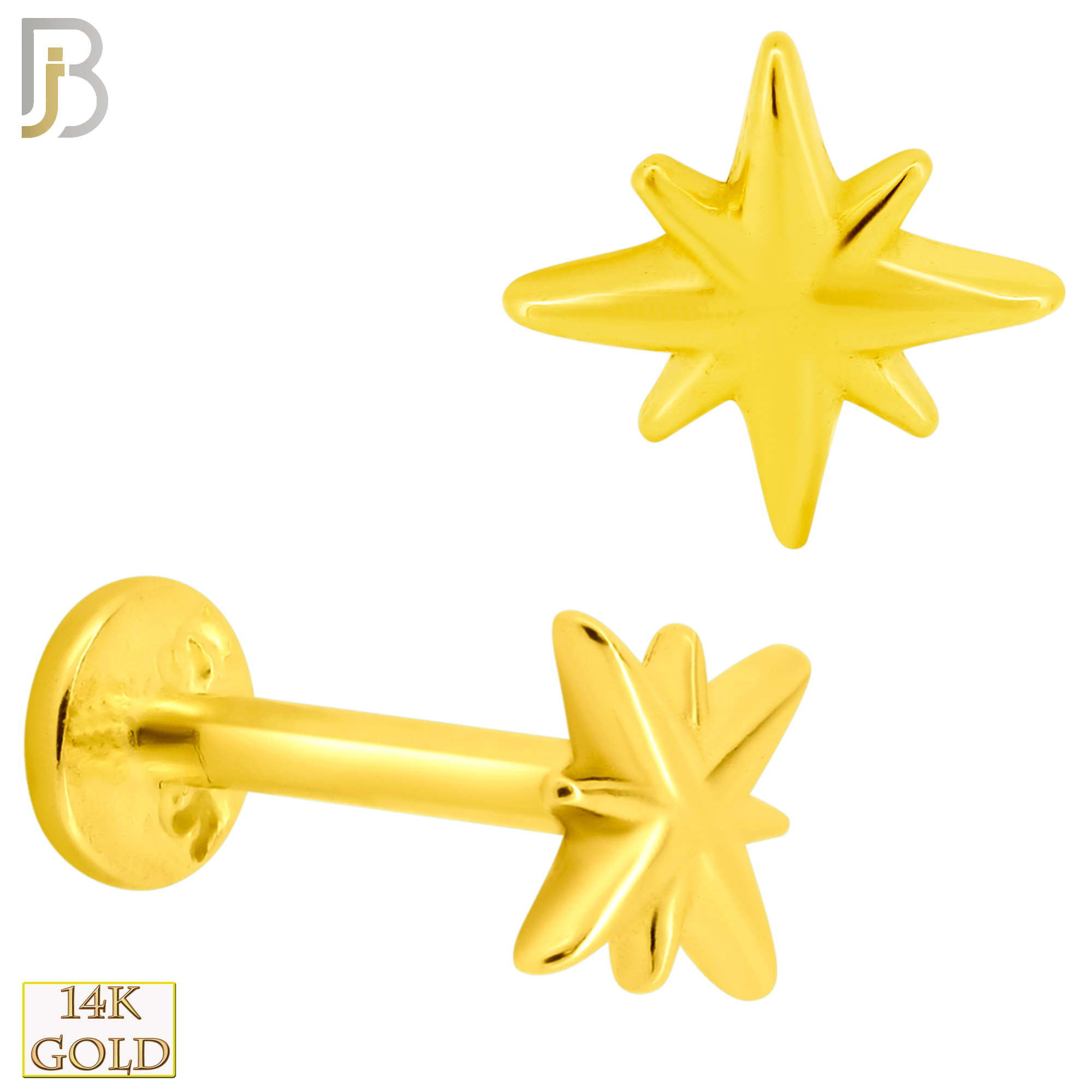 14-LB60 - 14k Yellow Gold Plain Starburst Labret image 0