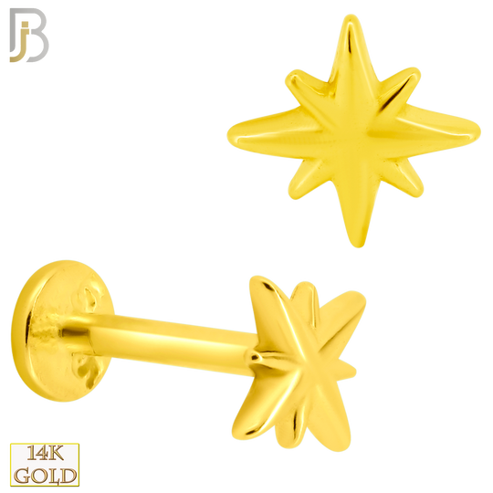 14-LB60 - 14k Yellow Gold Plain Starburst Labret image 0