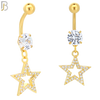 N014 - 316L Stainless Steel Dangling Star with Zircon Design Belly Ring with 5mm Screw Ball image 3