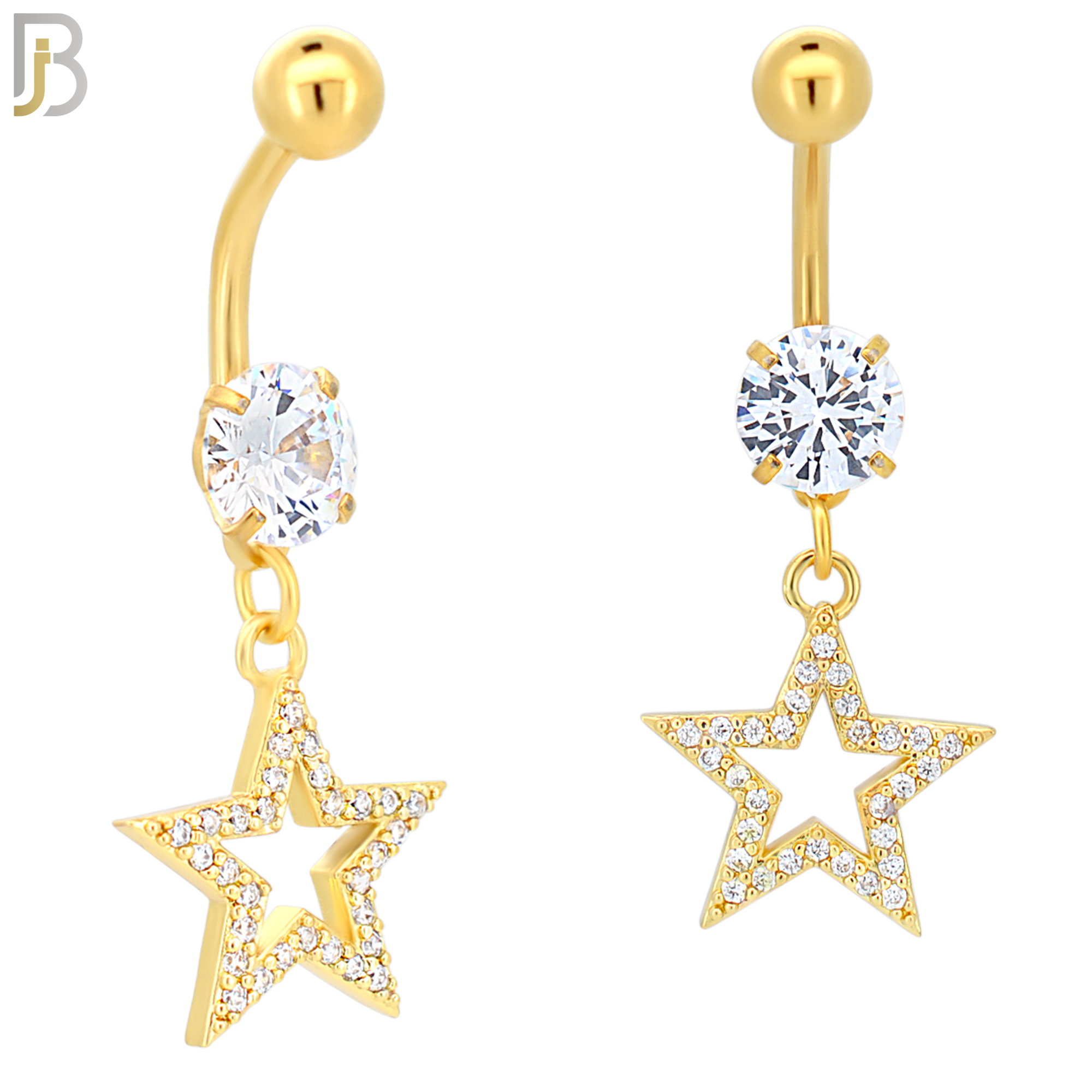 N014 - 316L Stainless Steel Dangling Star with Zircon Design Belly Ring with 5mm Screw Ball image 3