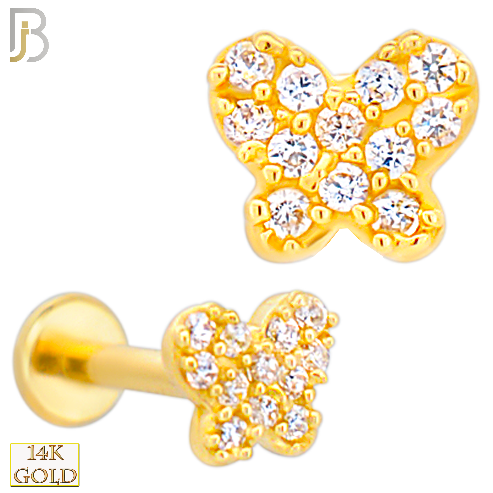 14-LB113 - 14k Yellow Gold Heart with Multi CZ Labret image 0