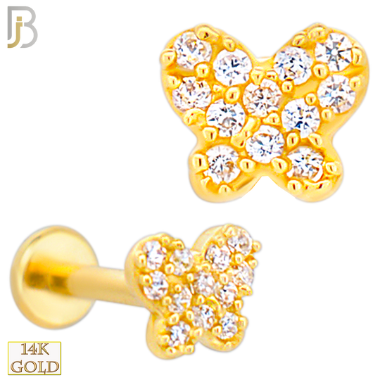 14-LB113 - 14k Yellow Gold Heart with Multi CZ Labret image 0