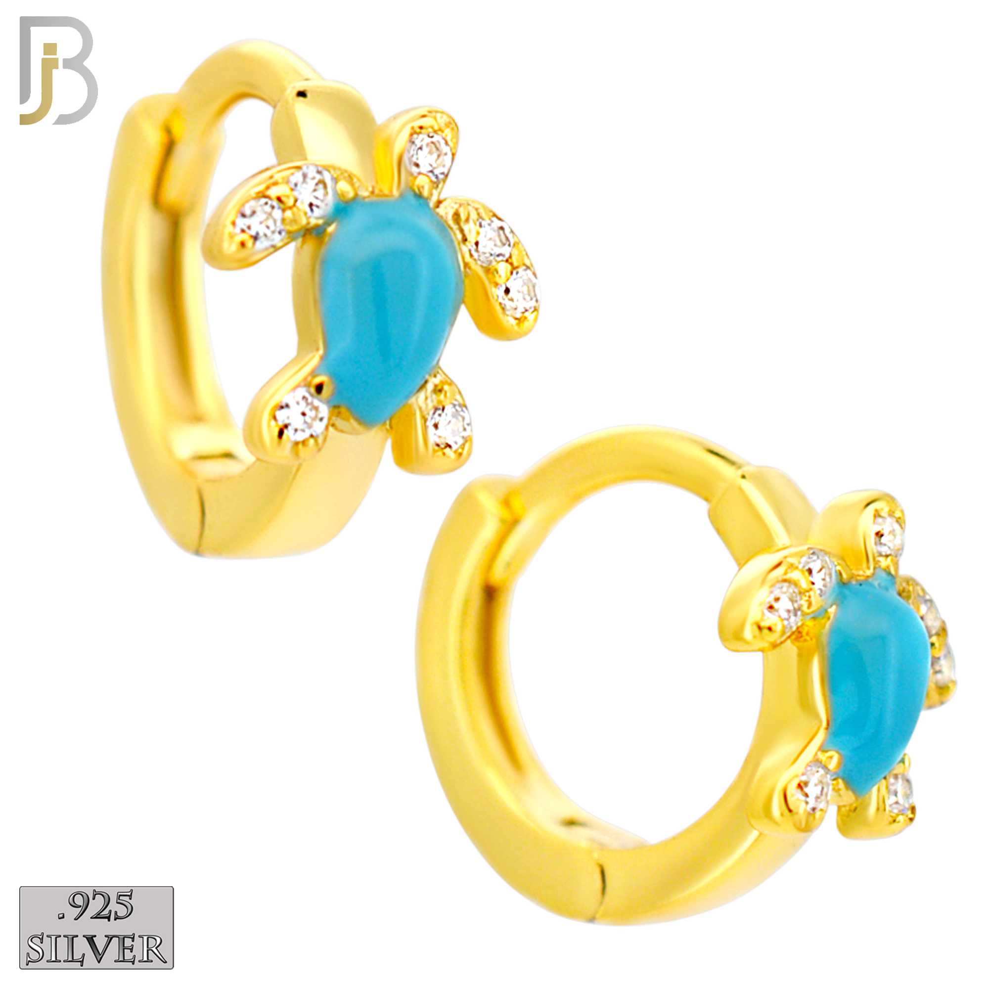 925-ES449 - 925 Sterling Silver Turtle Huggies Earring image 2