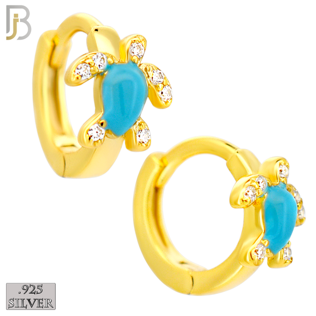 925-ES449 - 925 Sterling Silver Turtle Huggies Earring image 2