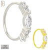 925-CT102-  925 Sterling Silver Hoop with Marquise Shaped Cubic Zirconia and Round Side Stones (Pack of 6) image 0