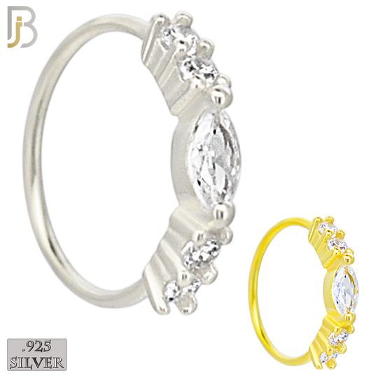 925-CT102-  925 Sterling Silver Hoop with Marquise Shaped Cubic Zirconia and Round Side Stones (Pack of 6) image 0