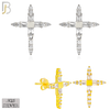 925-ES270 - .925 Sterling Silver Pointed Cross with Zircon Design Earrings Stud image 0