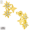 ES253 - .925 Sterling Silver Triple  Starburst with Zircon Design Earring Stud image 2