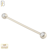 14-BB07 - 14k Solid Gold Industrial Barbell with Double Gem Ball CZ Externally Threaded image 3