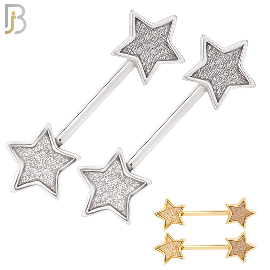 NP04 - 316L Surgical Steel Screw Sandpaper Star Nipple Ring Piercing image 0