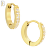 ES357 - 316L Stainless Steel Huggies Earring with 7 Round Cubic Zirconia image 2