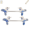 NP56 - 316L Surgical Steel Blue Bird Design Nipple Rings Pair Externally Threaded image 1