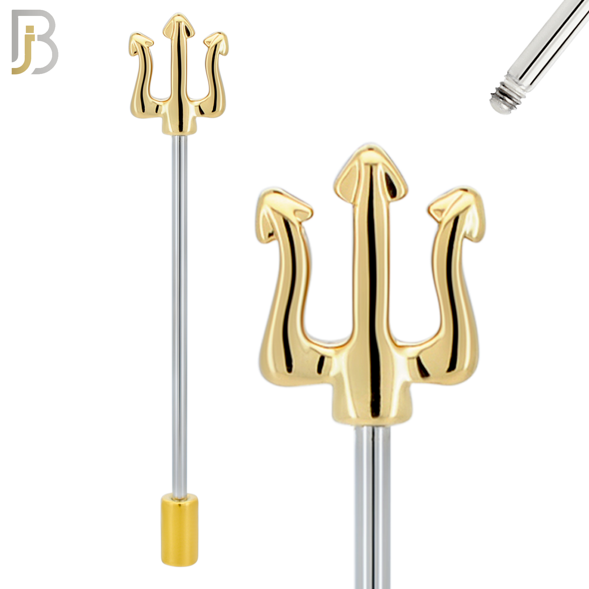 BB08 - 316L Surgical Steel Screw Barbell Trident Design Industrial (PACK OF 4) image 3