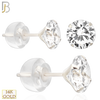 14-ES05WC - 14k White Gold Silicone Back Stud Earrings Stamping Point Prong Setting with Round Clear Zircon image 0