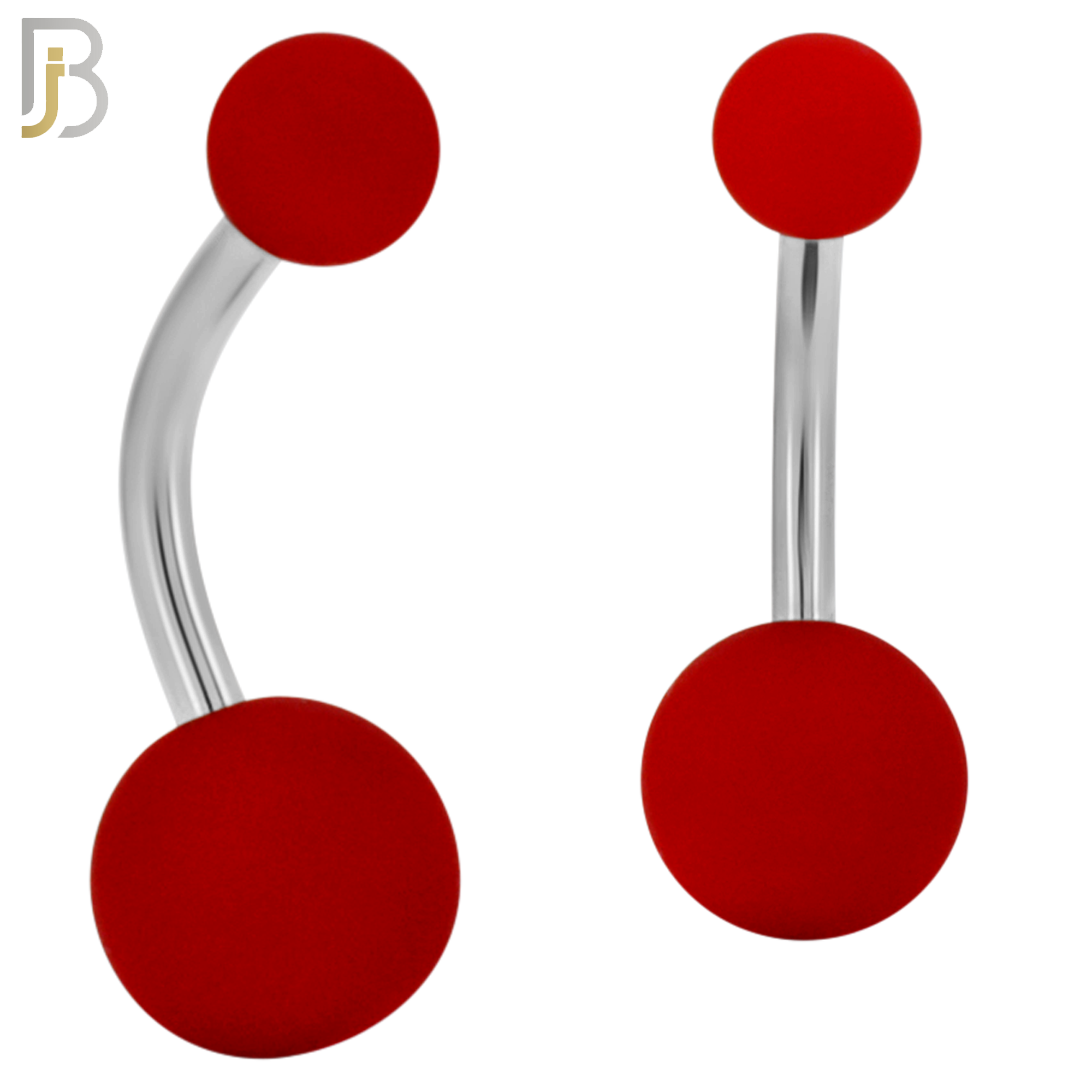 PK-NB102 - 316L Surgical Steel Different Color Balls Designs Banana Belly Ring Pack of 40 image 2