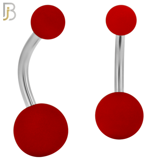 PK-NB102 - 316L Surgical Steel Different Color Balls Designs Banana Belly Ring Pack of 40 image 2