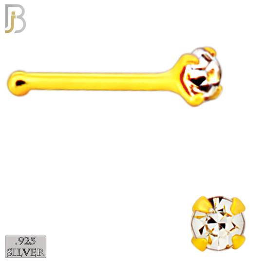 925-PK-NR01Y-3C - Mixed of 1.5mm, 1.8mm, 2mm 22g Thickness 18KT Gold Plated  925 Sterling Silver Nose Bones, Prong Set Packages Pack of 120 image 3