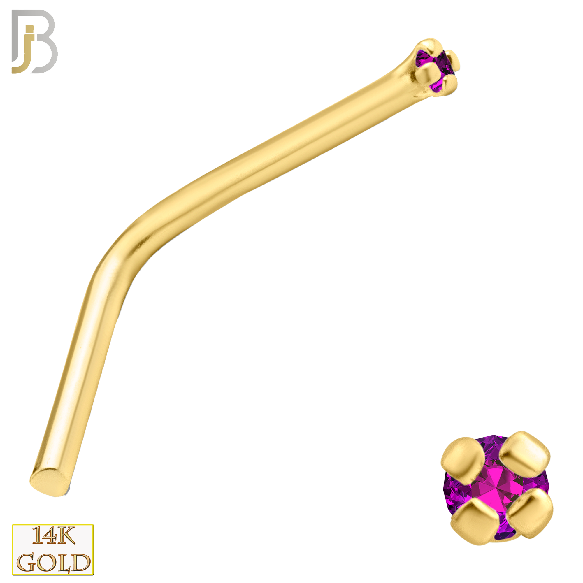 14-NR10YAR-20 - 20g-14k Yellow Gold L-Shaped with African Ruby in Prong Setting image 1