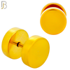 FP28G - Gold Plated Color Surgical Steel Plain Fake Plug (PACK OF 3 Pairs) image 4