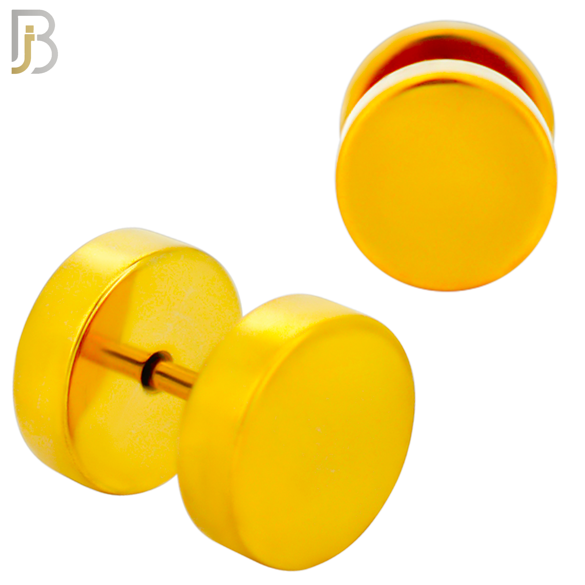 FP28G - Gold Plated Color Surgical Steel Plain Fake Plug (PACK OF 3 Pairs) image 4
