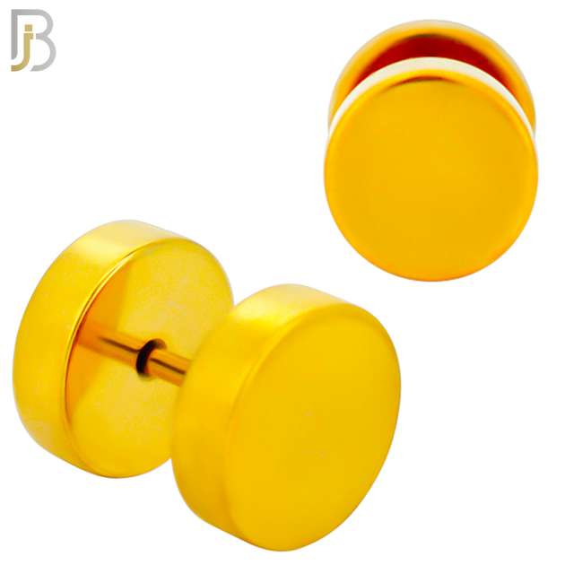FP28G - Gold Plated Color Surgical Steel Plain Fake Plug (PACK OF 3 Pairs) image 4