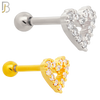 TB15 - 316L Surgical Steel Heart Design with Zircon Tragus Barbell Cartilage Piercing Screw Ball (PACK OF 6) image 0