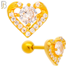 TB103 - 316L Stainless Steel Heart with Round CZ  Center Tragus/Cartilage Barbell (PACK OF 6) image 2