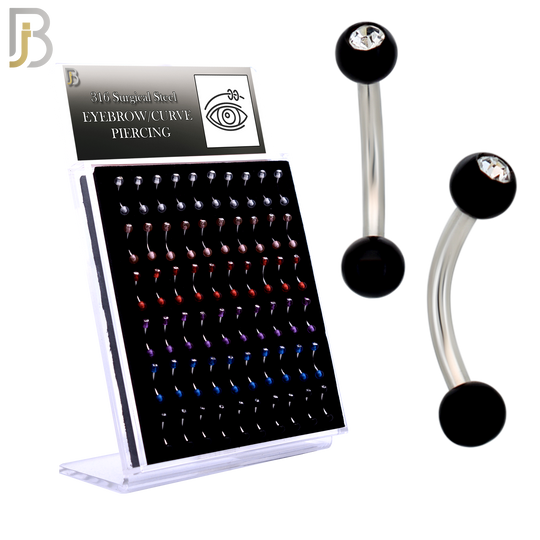 PK-EC07TS - 316L Surgical Steel Curved Barbell External Threaded Acrylic Plain Ball and with CZ image 0