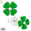 925-ES429 - Push Back - .925 Sterling Silver Green Enamel Four Leaf Clover Earrings Stud image 0