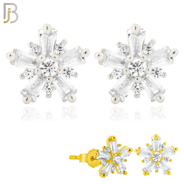 925-ES151 - Push Back - .925 Sterling Silver Starburst Design with Zircon Design Earring Stud image 0