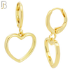 ES97 - 316L Stainless Steel Dangling Heart Hollow Huggies Clip On image 2