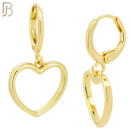 ES97 - 316L Stainless Steel Dangling Heart Hollow Huggies Clip On image 2