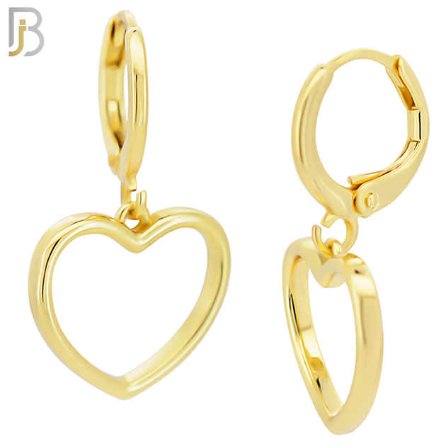 ES97 - 316L Stainless Steel Dangling Heart Hollow Huggies Clip On image 2