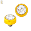 DM01GC -  Gold Plated Surgical Steel Dermal Bezel Clear Cubic Zirconia 1.2mm Screw Top (PACK OF 6) image 3