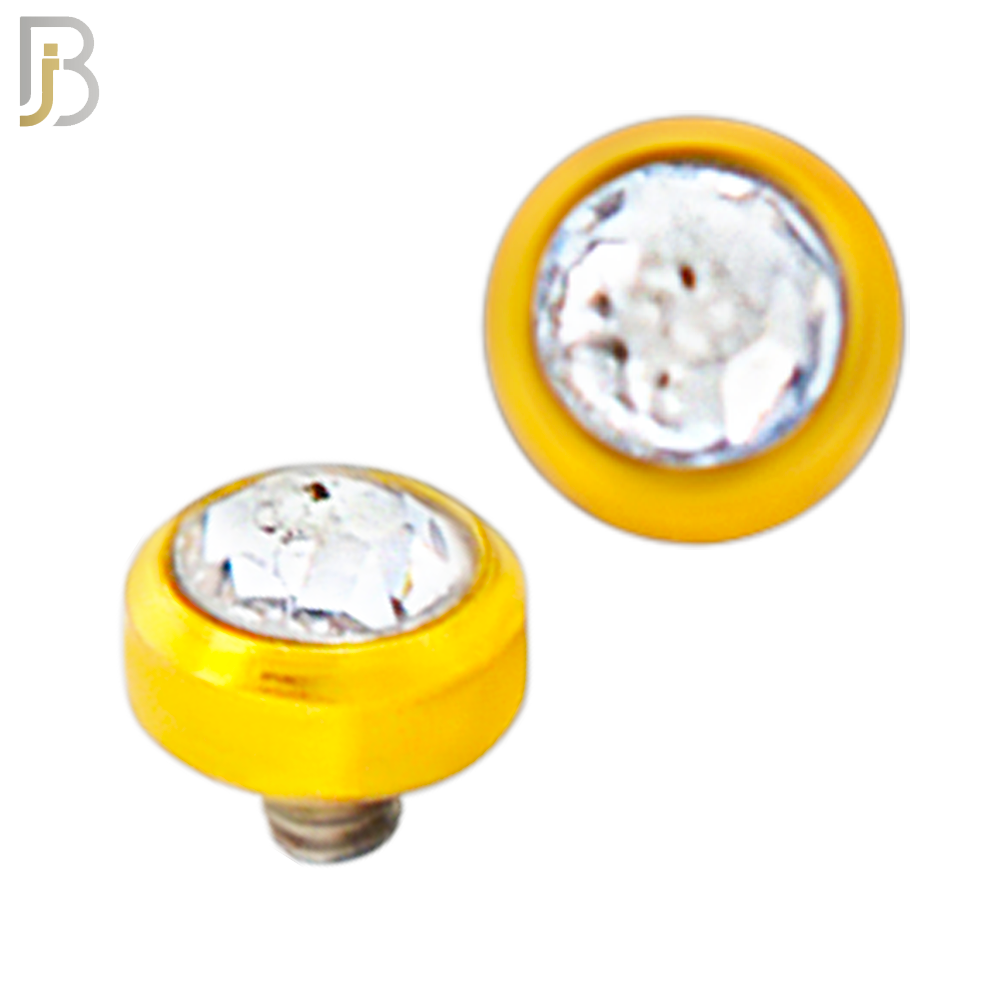 DM01GC -  Gold Plated Surgical Steel Dermal Bezel Clear Cubic Zirconia 1.2mm Screw Top (PACK OF 6) image 3