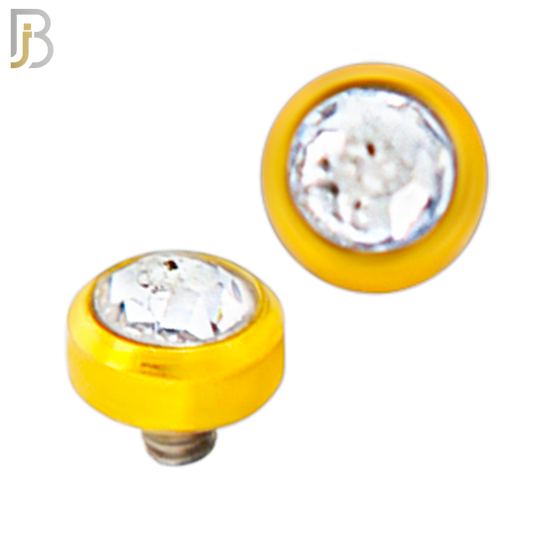DM01GC -  Gold Plated Surgical Steel Dermal Bezel Clear Cubic Zirconia 1.2mm Screw Top (PACK OF 6) image 3