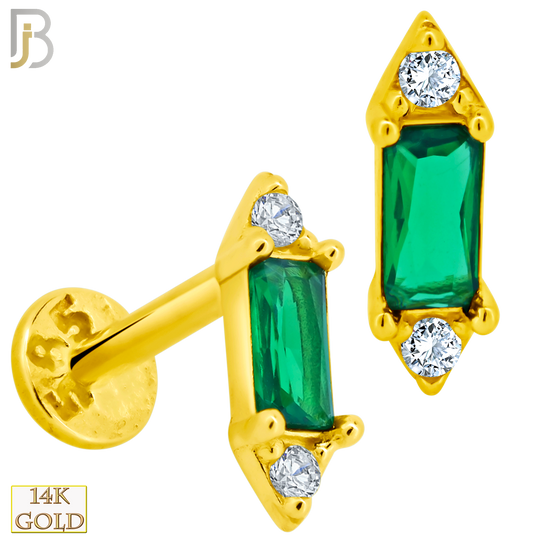 14-LB65 - 14k Yellow Gold Labret with Colored Baguette Zircon Center image 1