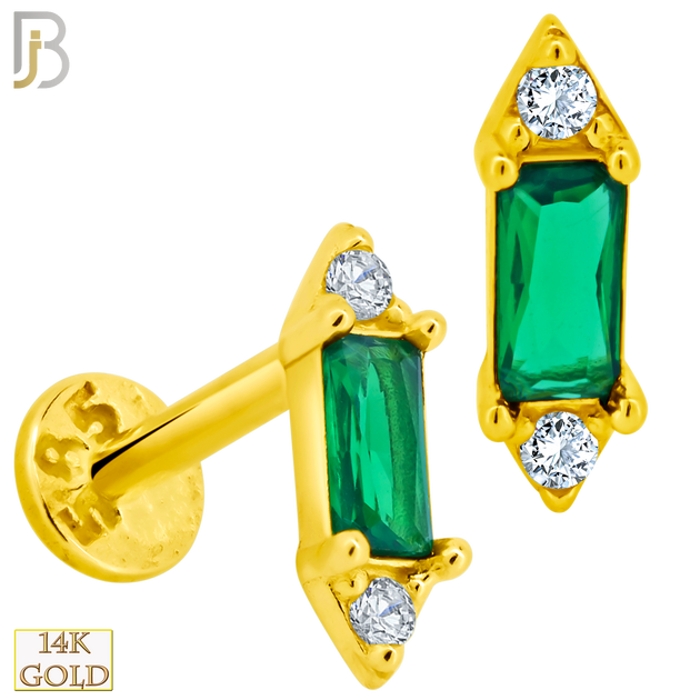 14-LB65 - 14k Yellow Gold Labret with Colored Baguette Zircon Center image 1