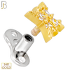 14-G23-DM16 - 14k Titanium Anchor and 14k Gold Top Starburst with Multi CZ Dermal - Internally Threaded image 1