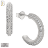 925-ES259 - .925 Sterling Silver Half Hoops with Multi Zircon in the Side Design Earrings Stud image 1