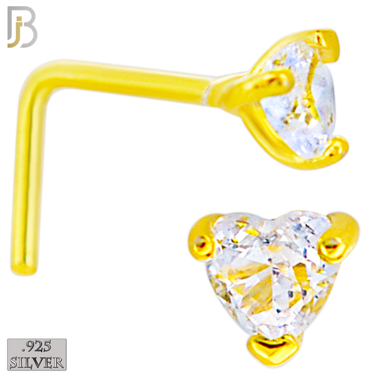 925-NR46LGSC - 925 Sterling Silver Heart Shaped CZ in Prog Set L Shape Nose Ring (Pack of 6) image 2