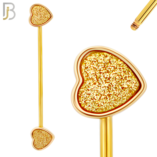 BB11 - 316L Surgical Steel Screw Bar Barbell Sandpaper Heart Design Industrial (PACK OF 4) image 2