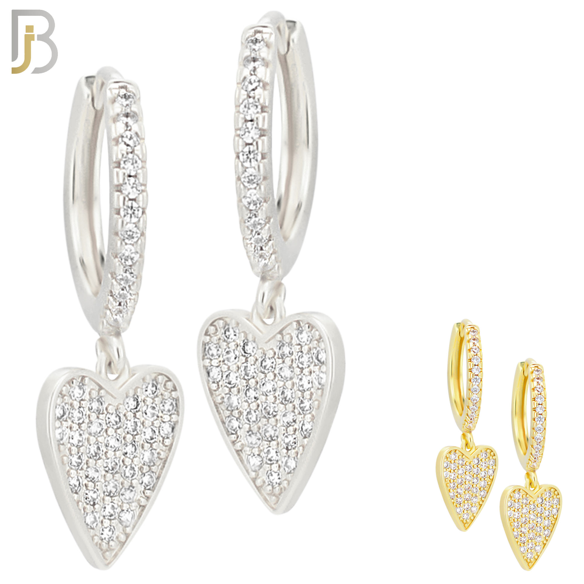 ES99 - 316L Stainless Steel Dangling Heart Hollow with  Zircon Design Huggies Clip On image 0