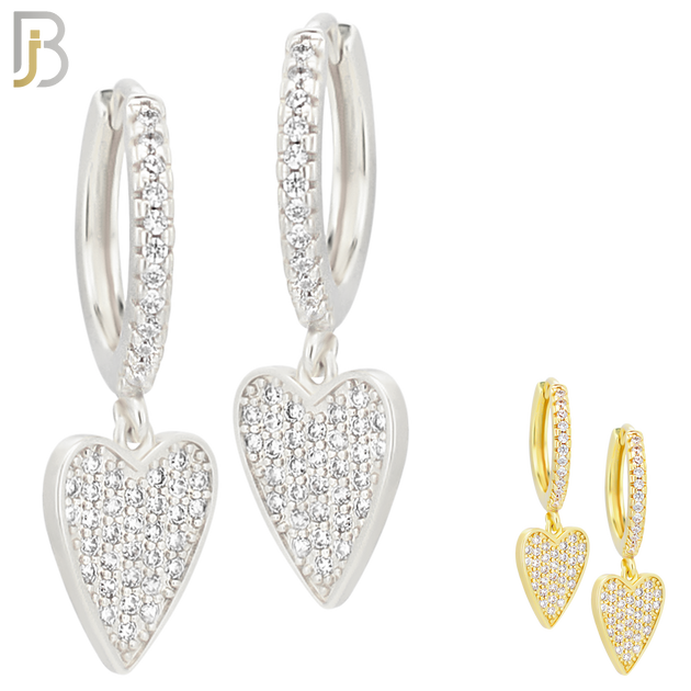 ES99 - 316L Stainless Steel Dangling Heart Hollow with  Zircon Design Huggies Clip On image 0